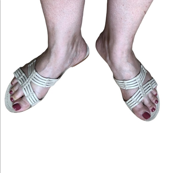 J. Jill cream leather sandals /slides strappy coastal old money classic chic - Picture 9 of 10
